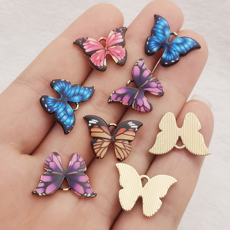 10 bucăți 22x15mm fluturi colorați brelocuri pandantiv email email mici brelocuri colier brățară bricolaj bijuterii accesorii