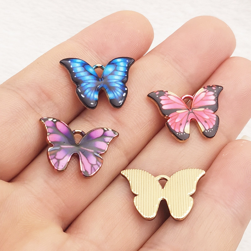 10 bucăți 22x15mm fluturi colorați brelocuri pandantiv email email mici brelocuri colier brățară bricolaj bijuterii accesorii