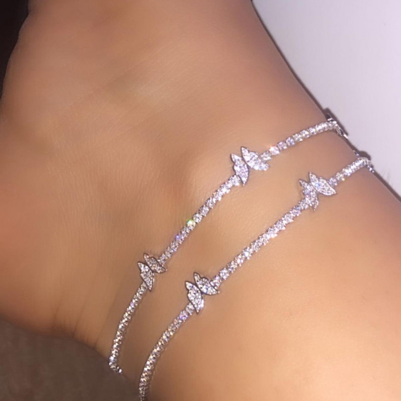 Stonefans Cute Butterfly Anklet Strass Bijuterii cu ridicata pentru femei Charm Sandale desculțe Brățară pentru picioare Bijuterii pentru gleznă de plajă