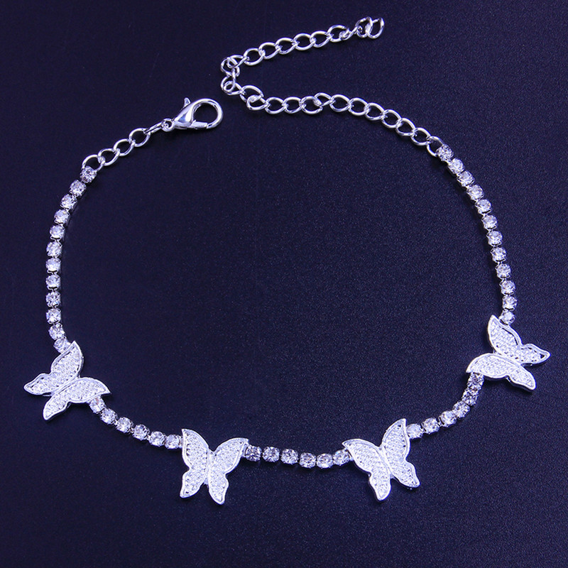 Stonefans Cute Butterfly Anklet Strass Bijuterii cu ridicata pentru femei Charm Sandale desculțe Brățară pentru picioare Bijuterii pentru gleznă de plajă