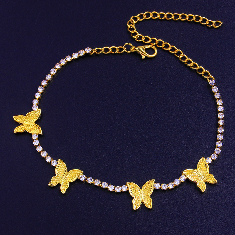 Stonefans Cute Butterfly Anklet Strass Bijuterii cu ridicata pentru femei Charm Sandale desculțe Brățară pentru picioare Bijuterii pentru gleznă de plajă