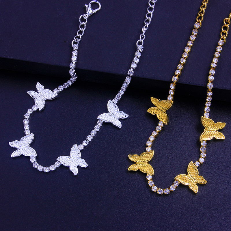 Stonefans Cute Butterfly Anklet Strass Bijuterii cu ridicata pentru femei Charm Sandale desculțe Brățară pentru picioare Bijuterii pentru gleznă de plajă