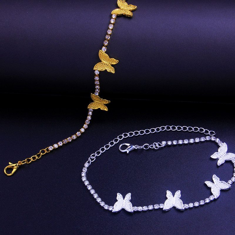 Stonefans Cute Butterfly Anklet Strass Bijuterii cu ridicata pentru femei Charm Sandale desculțe Brățară pentru picioare Bijuterii pentru gleznă de plajă