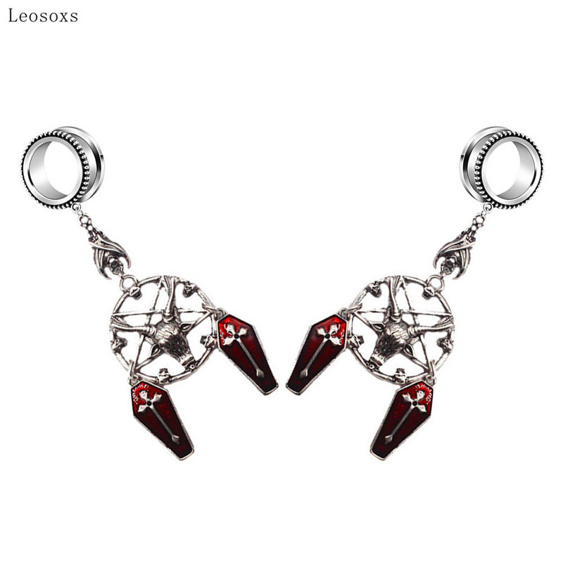 Leosoxs 2db robbanásszerű ősi ötágú csillag szél shofar koponya koporsó kereszt fül piercing ékszer