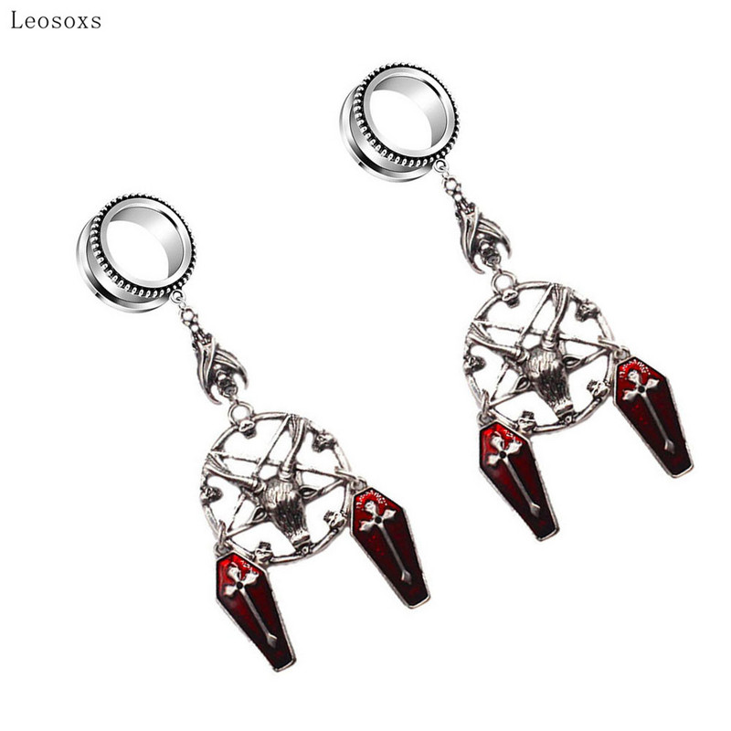 Leosoxs 2db robbanásszerű ősi ötágú csillag szél shofar koponya koporsó kereszt fül piercing ékszer