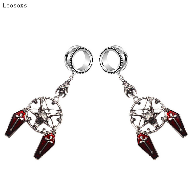 Leosoxs 2db robbanásszerű ősi ötágú csillag szél shofar koponya koporsó kereszt fül piercing ékszer