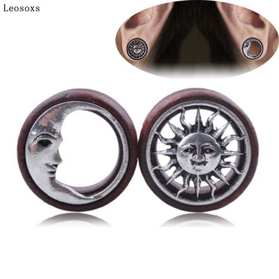 Leosoxs 2db Külkereskedelmi Melegen eladó fa fültágító, Új termék Nap és Hold ötvözet fa, Exquisite Piercing Ékszer 8-20mm