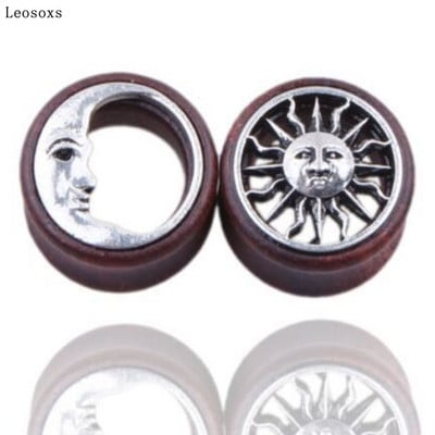 Leosoxs 2db Külkereskedelmi Melegen eladó fa fültágító, Új termék Nap és Hold ötvözet fa, Exquisite Piercing Ékszer 8-20mm