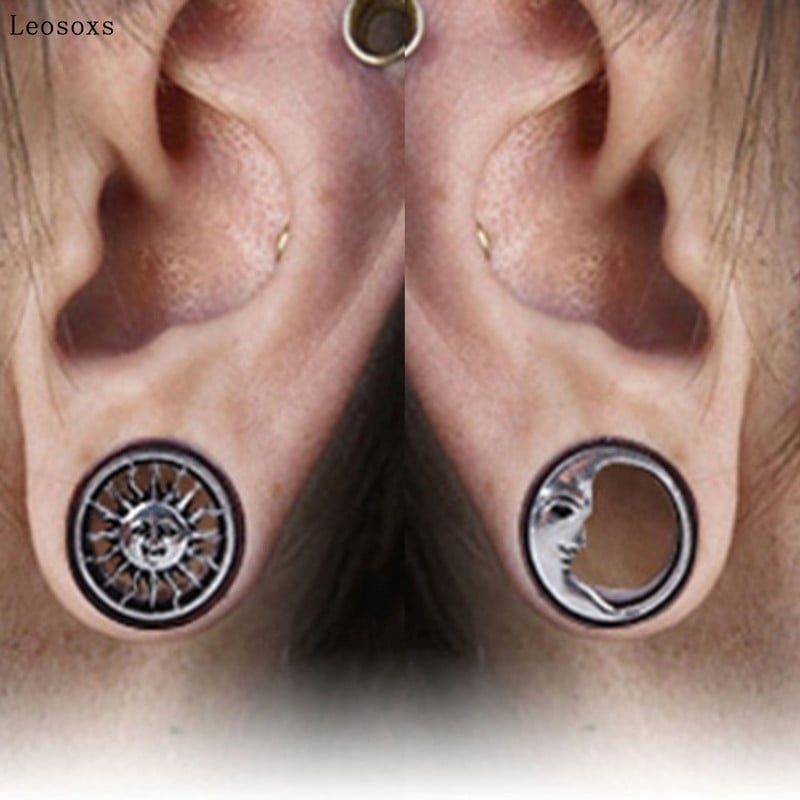 Leosoxs 2db Külkereskedelmi Melegen eladó fa fültágító, Új termék Nap és Hold ötvözet fa, Exquisite Piercing Ékszer 8-20mm