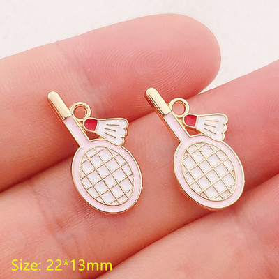 14 bucăți de rachete emailate cu minge de ping-pong pentru tenis de masă, brelocuri pentru rachete de badminton, potrivite pentru realizarea de bijuterii, descoperiri de bijuterii DIY