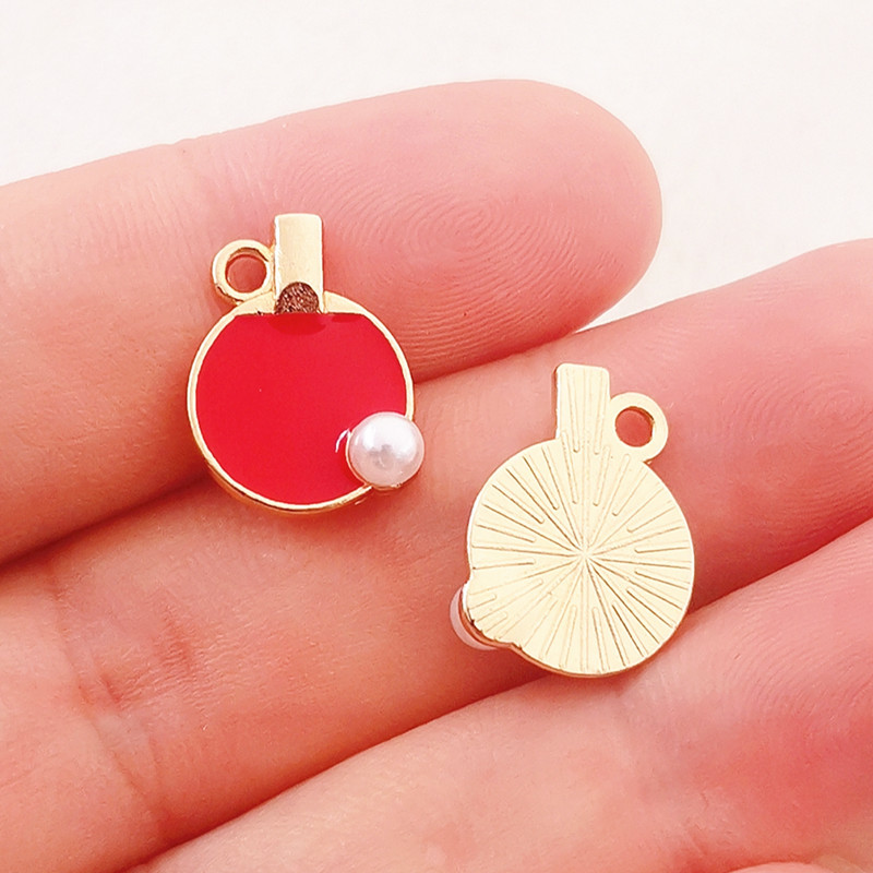 14 bucăți de rachete emailate cu minge de ping-pong pentru tenis de masă, brelocuri pentru rachete de badminton, potrivite pentru realizarea de bijuterii, descoperiri de bijuterii DIY