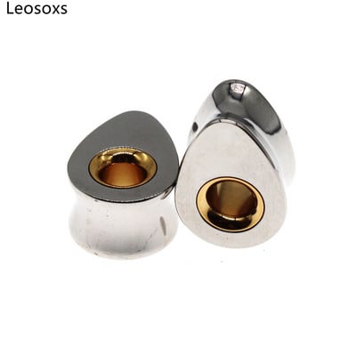 Leosoxs 1 pereche de instrumente de măsurare a urechilor din oțel inoxidabil, tuneluri, dopuri pentru picături de apă, cercei, piercing urechi, expansor 8-25 mm