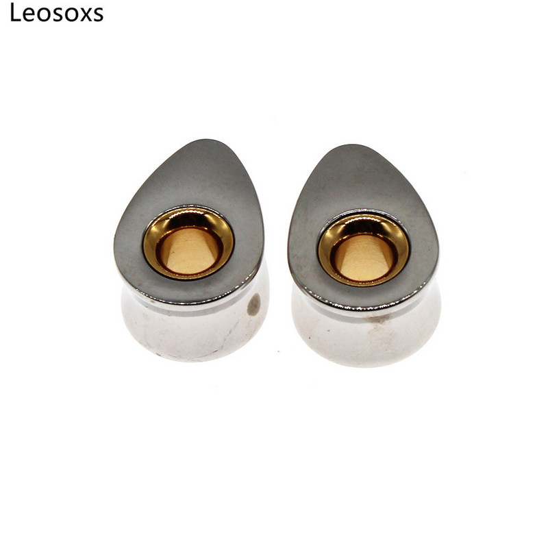 Leosoxs 1 pereche de instrumente de măsurare a urechilor din oțel inoxidabil, tuneluri, dopuri pentru picături de apă, cercei, piercing urechi, expansor 8-25 mm
