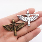 JINDINSP 5 buc 42x56mm, înger șam, argint antic placat cu bronz bronz zeiță egipteană farmece Isis, consumabile DIY, accesorii de bijuterii