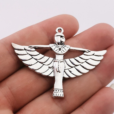 JINDINSP 5 buc 42x56mm, înger șam, argint antic placat cu bronz bronz zeiță egipteană farmece Isis, consumabile DIY, accesorii de bijuterii