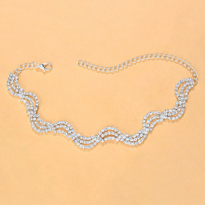 Stonefans Boho Silver Wave strassz bokalánc karkötő ékszer női nyári strand többrétegű bokalánc láb ékszer