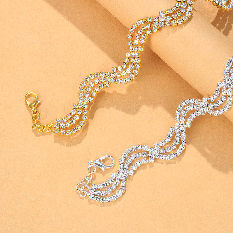 Stonefans Boho Silver Wave strassz bokalánc karkötő ékszer női nyári strand többrétegű bokalánc láb ékszer