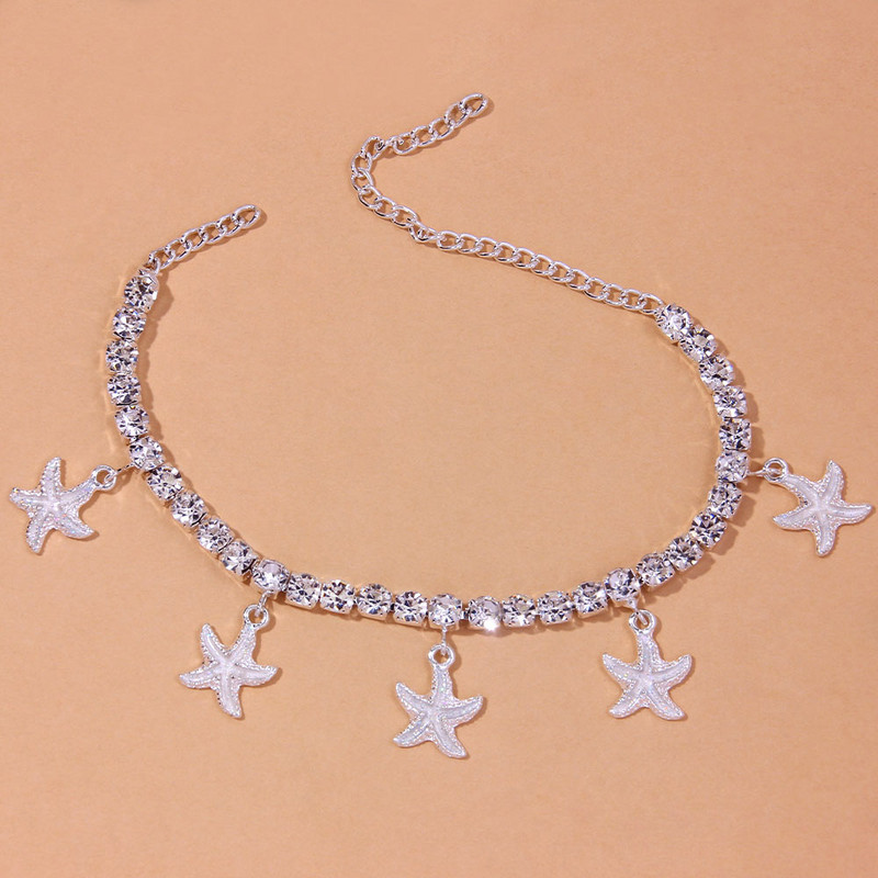 Stonefans modni privjesak od kamenčića, morske zvijezde, gležnjače za žene Gotički ljetni teniski lanac za plažu, narukvica za gležanj, nakit
