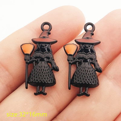 10 bucăți din aliaj de Halloween, dovleac, fantomă, mătură, lilieci, smalț, pandantiv pentru realizarea de bijuterii, brățară, colier, descoperiri