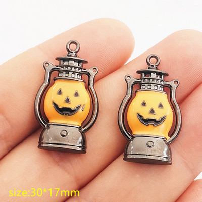 10 bucăți din aliaj de Halloween, dovleac, fantomă, mătură, lilieci, smalț, pandantiv pentru realizarea de bijuterii, brățară, colier, descoperiri