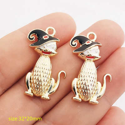 10 bucăți din aliaj de Halloween, dovleac, fantomă, mătură, lilieci, smalț, pandantiv pentru realizarea de bijuterii, brățară, colier, descoperiri