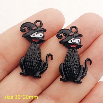 10 bucăți din aliaj de Halloween, dovleac, fantomă, mătură, lilieci, smalț, pandantiv pentru realizarea de bijuterii, brățară, colier, descoperiri