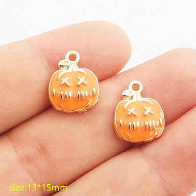10 bucăți din aliaj de Halloween, dovleac, fantomă, mătură, lilieci, smalț, pandantiv pentru realizarea de bijuterii, brățară, colier, descoperiri