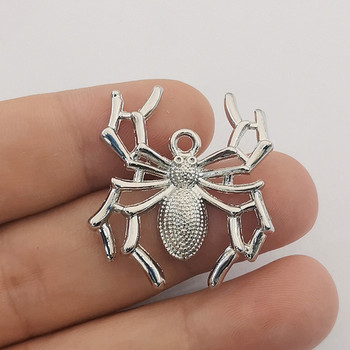 4 τμχ 34x31mm Γούρια Spider Halloween Antique Κατασκευής Κρεμαστό Vintage Θιβετιανό Ασημί Χρώμα DIY Χειροποίητα κοσμήματα Σχεδιαστής γούρια