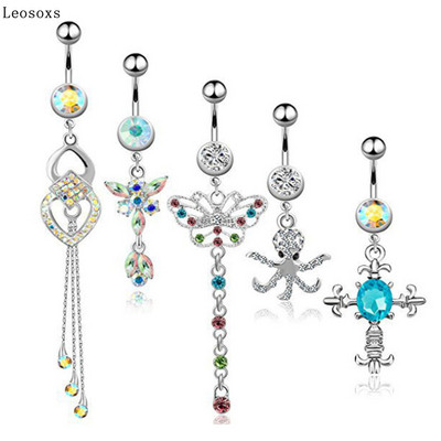 Leosoxs 1 set de vânzare fierbinte cu ciucuri în cruce cu fundătură din cinci piese inel pentru buric piercing retro bijuterii