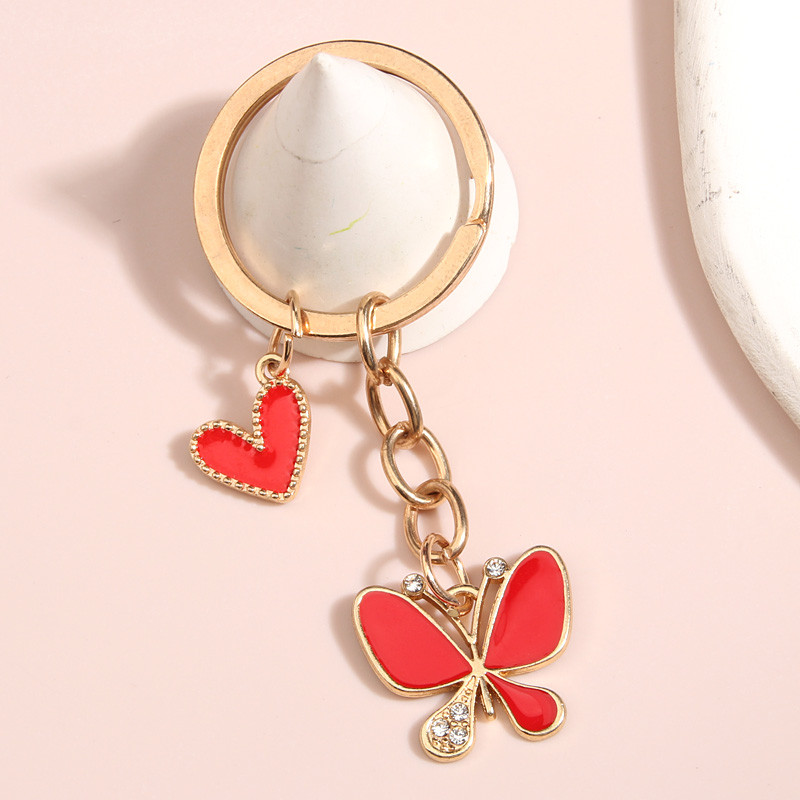 Breloc drăguț emailat, inimă de fluture, breloc cu animale zburătoare, lanțuri chei, cadouri de suvenir pentru femei, fete, bijuterii lucrate manual