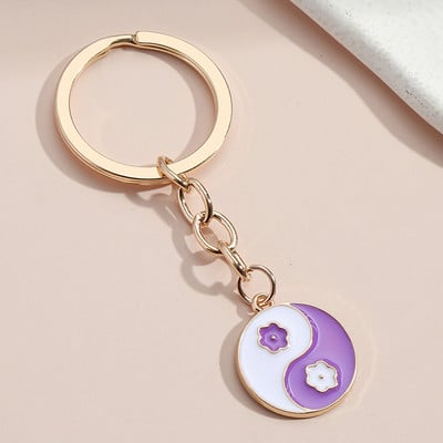 Breloc drăguț Taiji Gossip Breloc floare fluture inimă Breloc cadouri rotunde pentru femei bărbați chei mașină DIY bijuterii lucrate manual