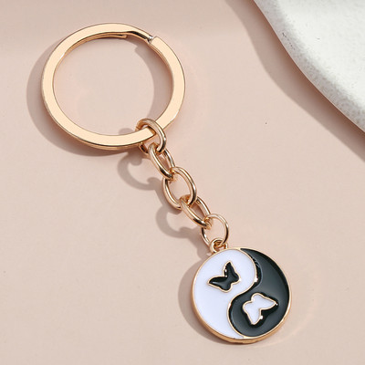 Breloc drăguț Taiji Gossip Breloc floare fluture inimă Breloc cadouri rotunde pentru femei bărbați chei mașină DIY bijuterii lucrate manual