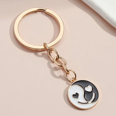 Breloc drăguț Taiji Gossip Breloc floare fluture inimă Breloc cadouri rotunde pentru femei bărbați chei mașină DIY bijuterii lucrate manual