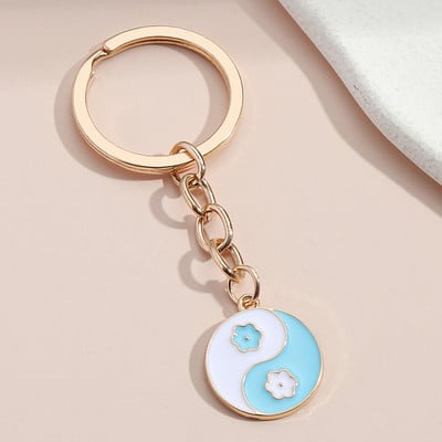 Breloc drăguț Taiji Gossip Breloc floare fluture inimă Breloc cadouri rotunde pentru femei bărbați chei mașină DIY bijuterii lucrate manual