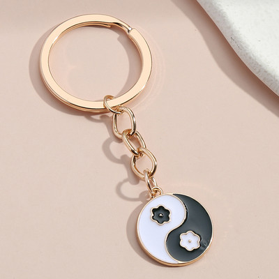 Breloc drăguț Taiji Gossip Breloc floare fluture inimă Breloc cadouri rotunde pentru femei bărbați chei mașină DIY bijuterii lucrate manual