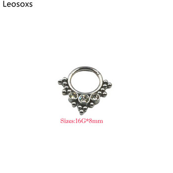 Leosoxs 1pc Diamond and Ball Nose Nails Closed Ring Earrings Σκουλαρίκια Piercing Jewelry Septum New 16G