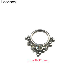 Leosoxs 1pc Diamond and Ball Nose Nails Closed Ring Earrings Σκουλαρίκια Piercing Jewelry Septum New 16G