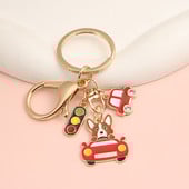 Breloc drăguț emailat Semafoare mașină, câine, breloc cheie, lanțuri chei cu animale, cadouri suvenir pentru femei, bărbați, bijuterii lucrate manual
