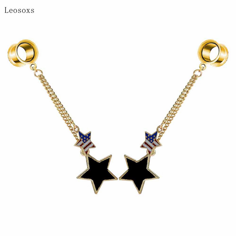 Leosoxs 2 komada niche korejskog stila petokrake zvijezde s dugim naušnicama s privjescima Izuzetan nakit za piercing