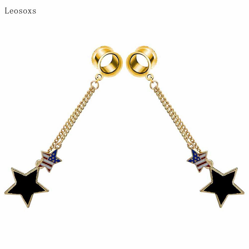 Leosoxs 2 komada niche korejskog stila petokrake zvijezde s dugim naušnicama s privjescima Izuzetan nakit za piercing