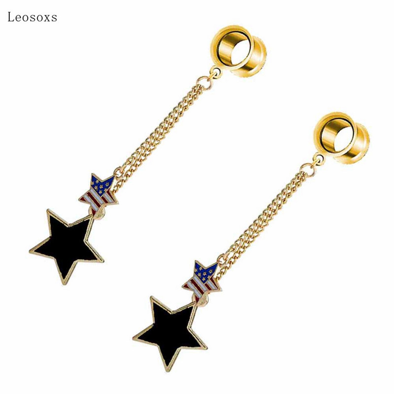 Leosoxs 2 komada niche korejskog stila petokrake zvijezde s dugim naušnicama s privjescima Izuzetan nakit za piercing
