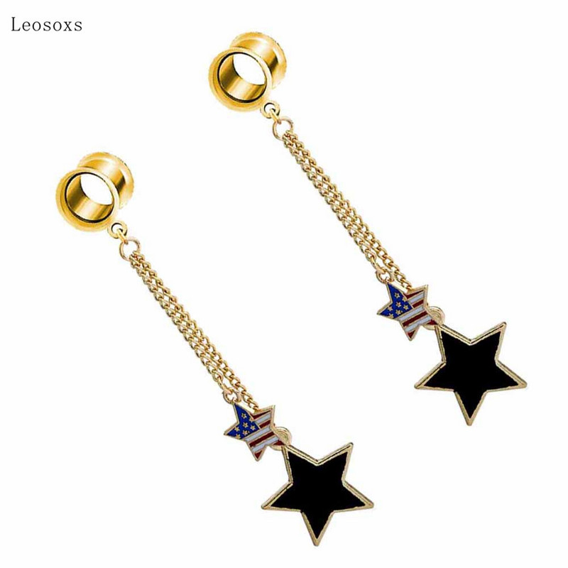 Leosoxs 2 komada niche korejskog stila petokrake zvijezde s dugim naušnicama s privjescima Izuzetan nakit za piercing