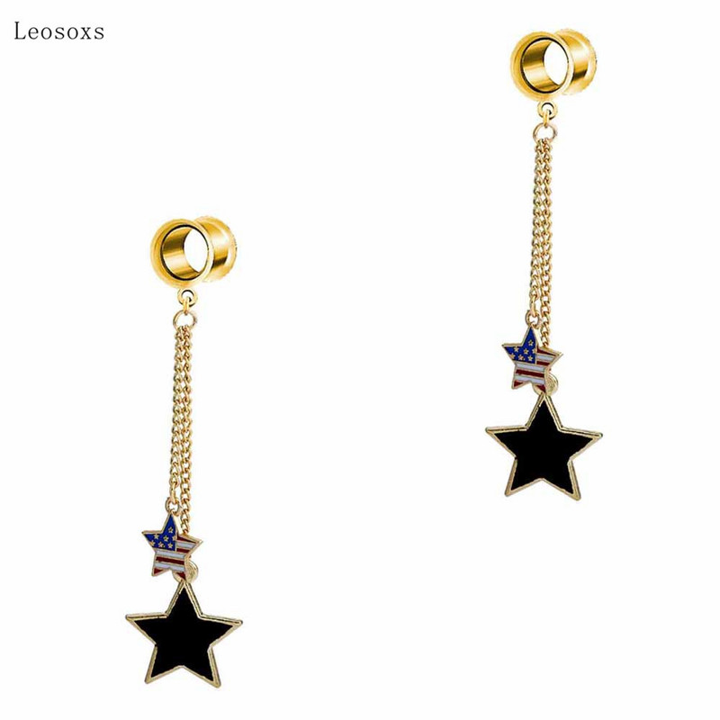 Leosoxs 2 komada niche korejskog stila petokrake zvijezde s dugim naušnicama s privjescima Izuzetan nakit za piercing