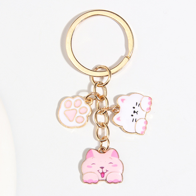 Breloc drăguț emailat Breloc labe de pisică Breloc cu amprente de animale Cadouri de suvenir pentru femei bărbați Chei Cay Bijuterii lucrate manual DIY