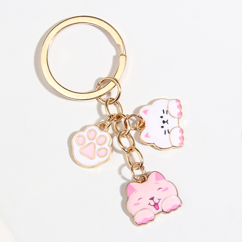 Breloc drăguț emailat Breloc labe de pisică Breloc cu amprente de animale Cadouri de suvenir pentru femei bărbați Chei Cay Bijuterii lucrate manual DIY