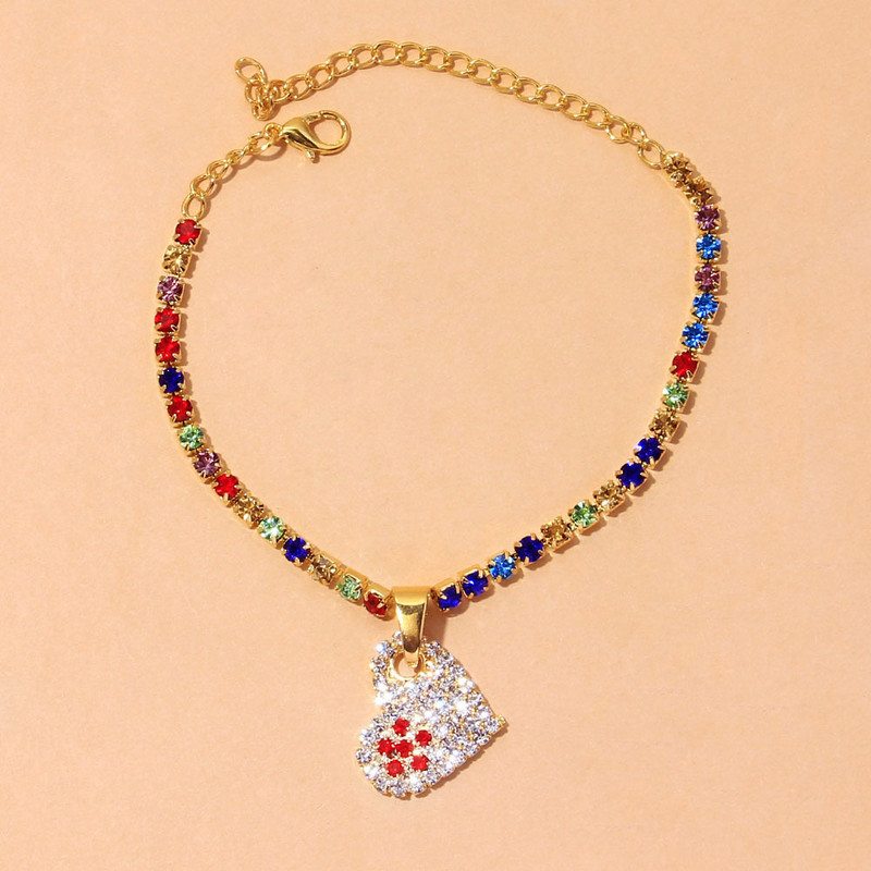 Stonefans Boho Femei Culoare Strasuri Inimă gleznă Brățară En-gros Moda Beach Love Pandantiv gleznă Tenis Lanț Bijuterii