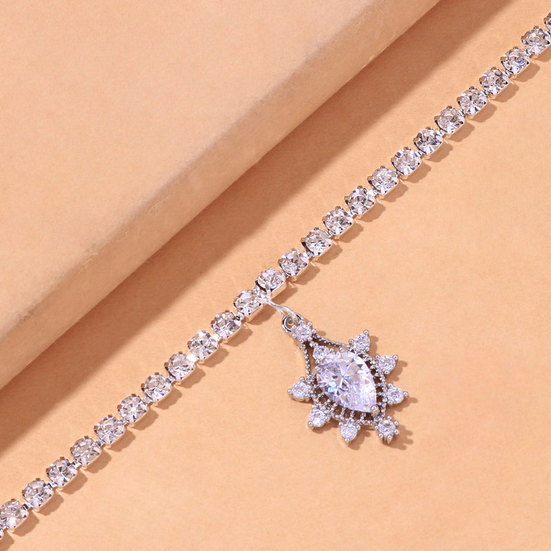 Stonefans Fashion pandantiv cristal picătură de apă gleznă pentru femei plajă stras tenis picior lanț gleznă brățară bijuterii cu ridicata