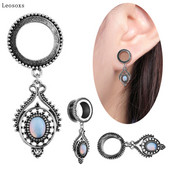 Leosoxs 2 buc. Vânzare directă din fabrică Creative Retro 3D Opal Pandantiv ureche Pinna Scripete din oțel inoxidabil Bijuterii piercing pentru ureche