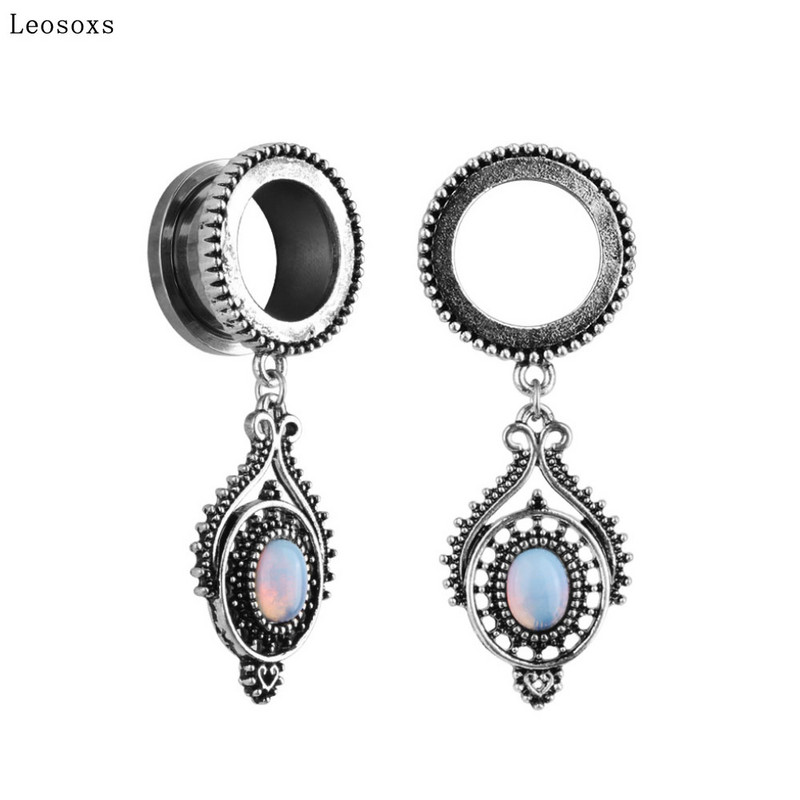 Leosoxs 2 buc. Vânzare directă din fabrică Creative Retro 3D Opal Pandantiv ureche Pinna Scripete din oțel inoxidabil Bijuterii piercing pentru ureche