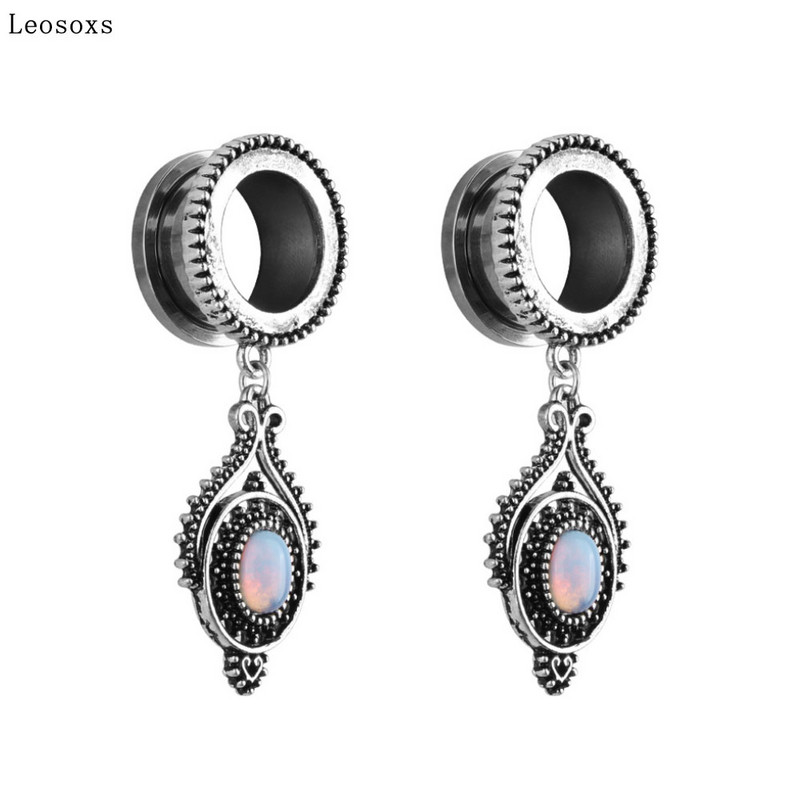 Leosoxs 2 buc. Vânzare directă din fabrică Creative Retro 3D Opal Pandantiv ureche Pinna Scripete din oțel inoxidabil Bijuterii piercing pentru ureche